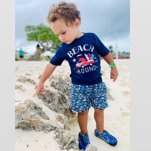BEAU HUDSON Blue Toddler Leopard Swim Shorts 3T